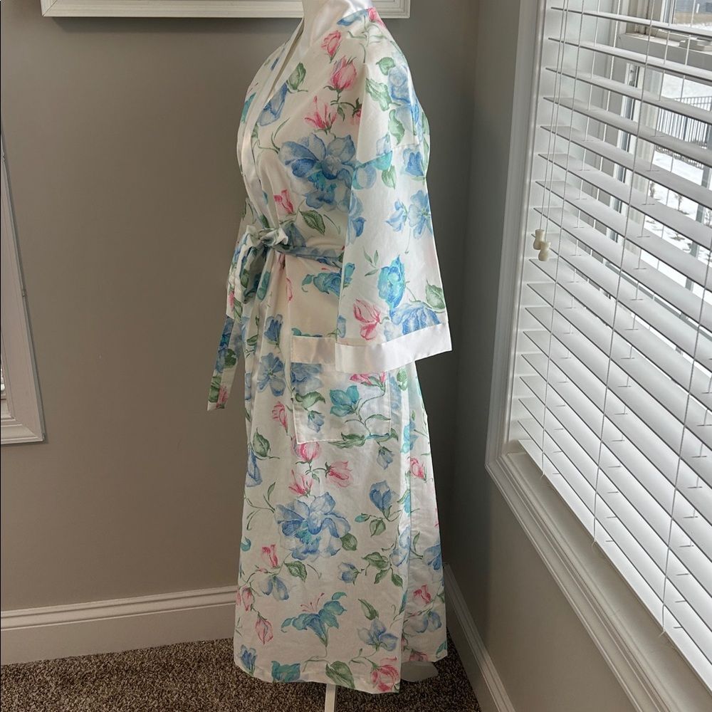 Vintage Union Label 70s 80s Sears Floral Satin Long Robe with Belt Large - Picture 7 of 11